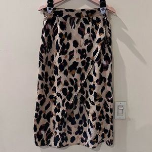 Everkaki - Leopard Criss Cross High-Low Skirt - L